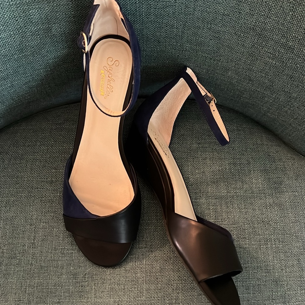 Seychelles Black and Blue Heeled Sandals - Picture 2 of 7